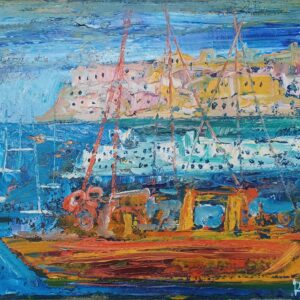 BADRI - ΝΗΣΙ, ΛΑΔΙ ΣΕ ΜΟΥΣΑΜΑ 30Χ40εκ