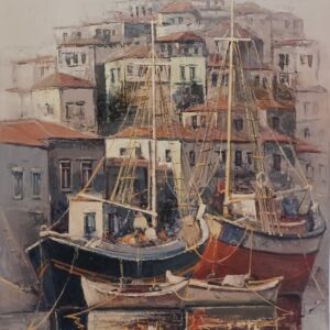 ΜΑΝΩΛΑΤΟΣ - ΛΙΜΑΝΙ, ΛΑΔΙ ΣΕ ΜΟΥΣΑΜΑ 50Χ70εκ