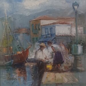 ΜΑΝΩΛΑΤΟΣ - ΛΙΜΑΝΙ, ΛΑΔΙ ΣΕ ΜΟΥΣΑΜΑ 40Χ50εκ