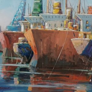 ΜΠΟΥΡΑΝΗΣ Σ. - ΠΛΟΙΑ, ΛΑΔΙ ΣΕ ΜΟΥΣΑΜΑ 60Χ80εκ