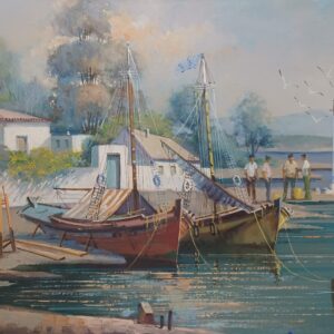 ΠΕΡΑΚΟΣ - ΛΙΜΑΝΙ, ΛΑΔΙ ΣΕ ΜΟΥΣΑΜΑ 60Χ80εκ