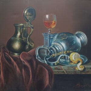 Ν. ΒΛΑΧΟΓΙΑΝΝΗΣ - ΝΕΚΡΗ ΦΥΣΗ, ΛΑΔΙ ΣΕ ΜΟΥΣΑΜΑ 70Χ90εκ